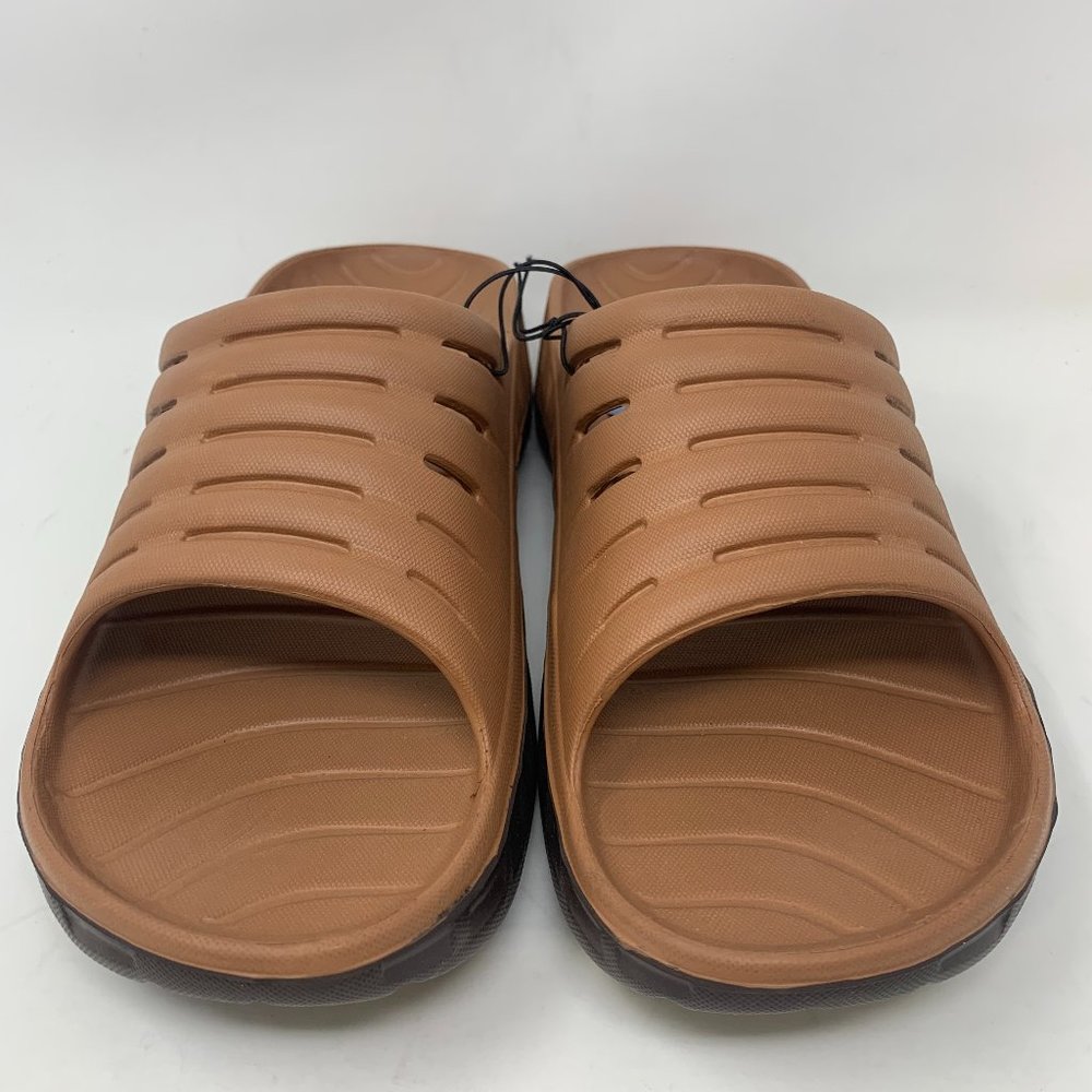 Kuailu Men's Waterproof Recovery Sandal Eva Brown Black Size 11M